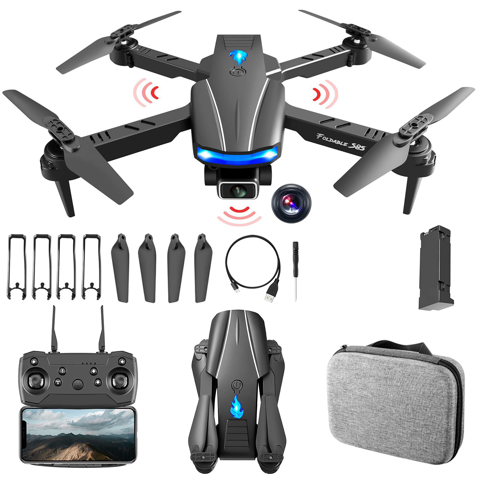 Valdus S85 Premium Dual Camera 4k Hd Long Range Battery Life 6 Axis 4 Motor Rc Quadcopter Phone Video Drone For Adults 