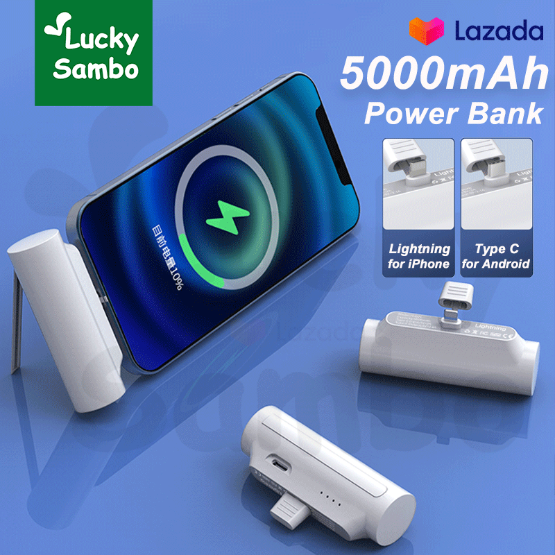 LuckySambo Small Portable Charger 5000mAh Ultra-Compact Power Bank Battery Pack Compatible with iPhone 13/13 Pro Max/12/12 Mini/12 Pro Max/11 Pro/XS Max/XR/X/8/7/6/Plus Airpods and More
