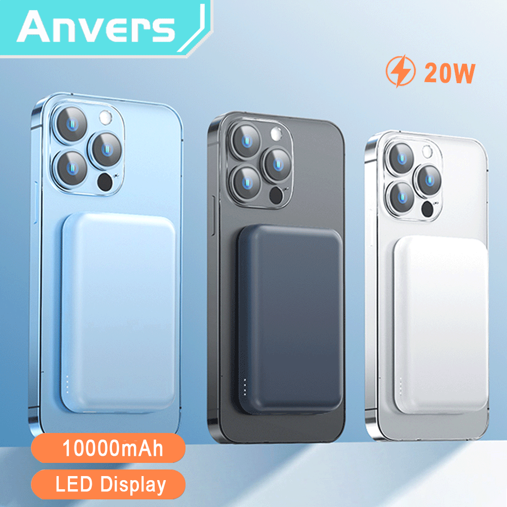 ANVERS Magsafe Powerbank 10000mah Portable Magnetic Wireless Fast Charging Power bank External Battery For iPhone 14 13 12  Pro Max Mini Power Bank  (12 Months Warranty)