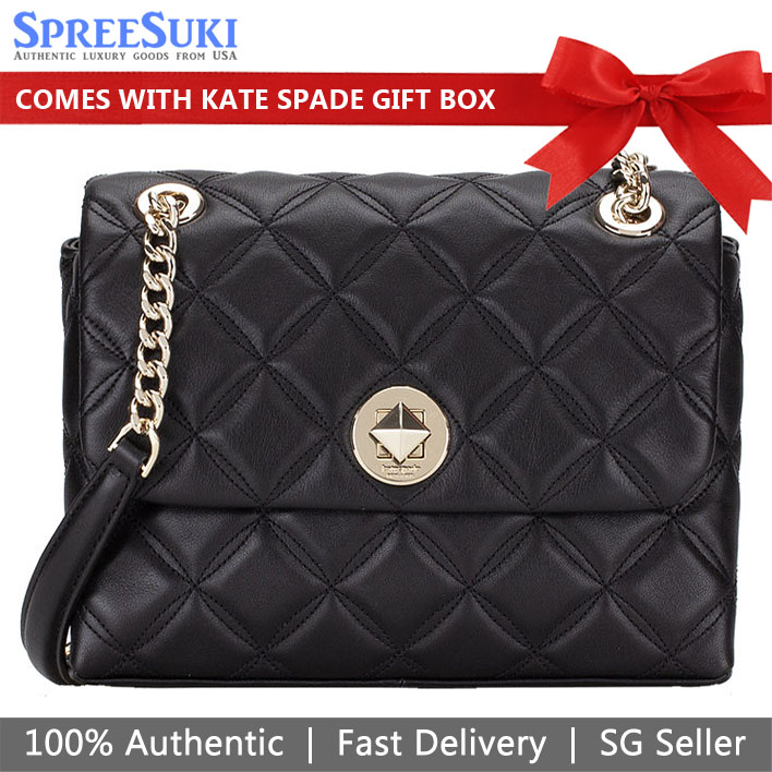 Kate Spade Handbag In Gift Box Crossbody Bag Natalia Small Flap Crossbody Black # WKRU7074